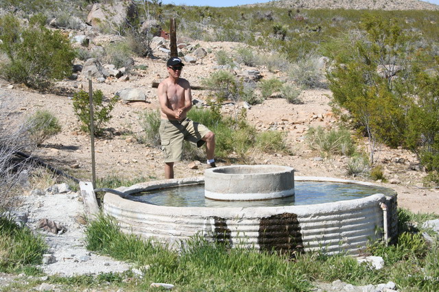 Mojave-Road-0129 - Blane washes his hands at Marl Springs. It was a long, slow drive across a huge valley.